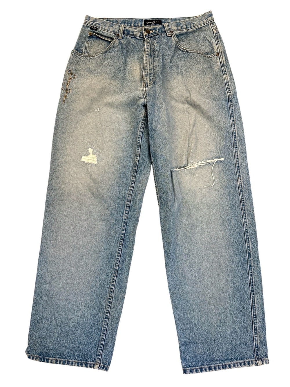 Vintage Y2K Sean John Baggy Wide Leg Jeans Hip Hop Distressed 34x31
